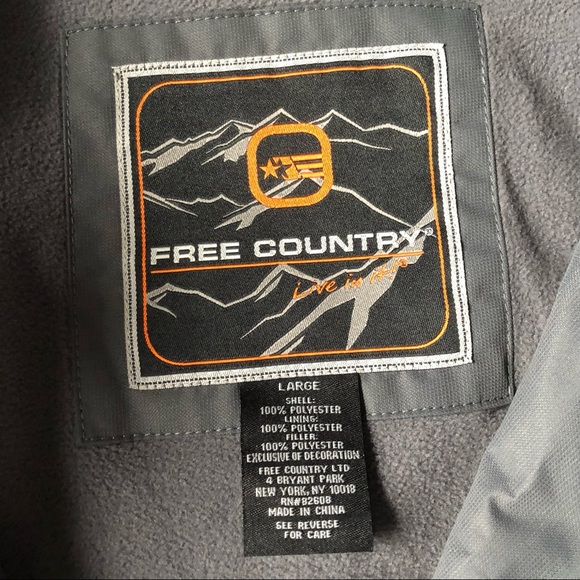FREE COUNTRY Men’s Lined Jacket Large Black Gray EUC  Water Repellant - Picture 3 of 16